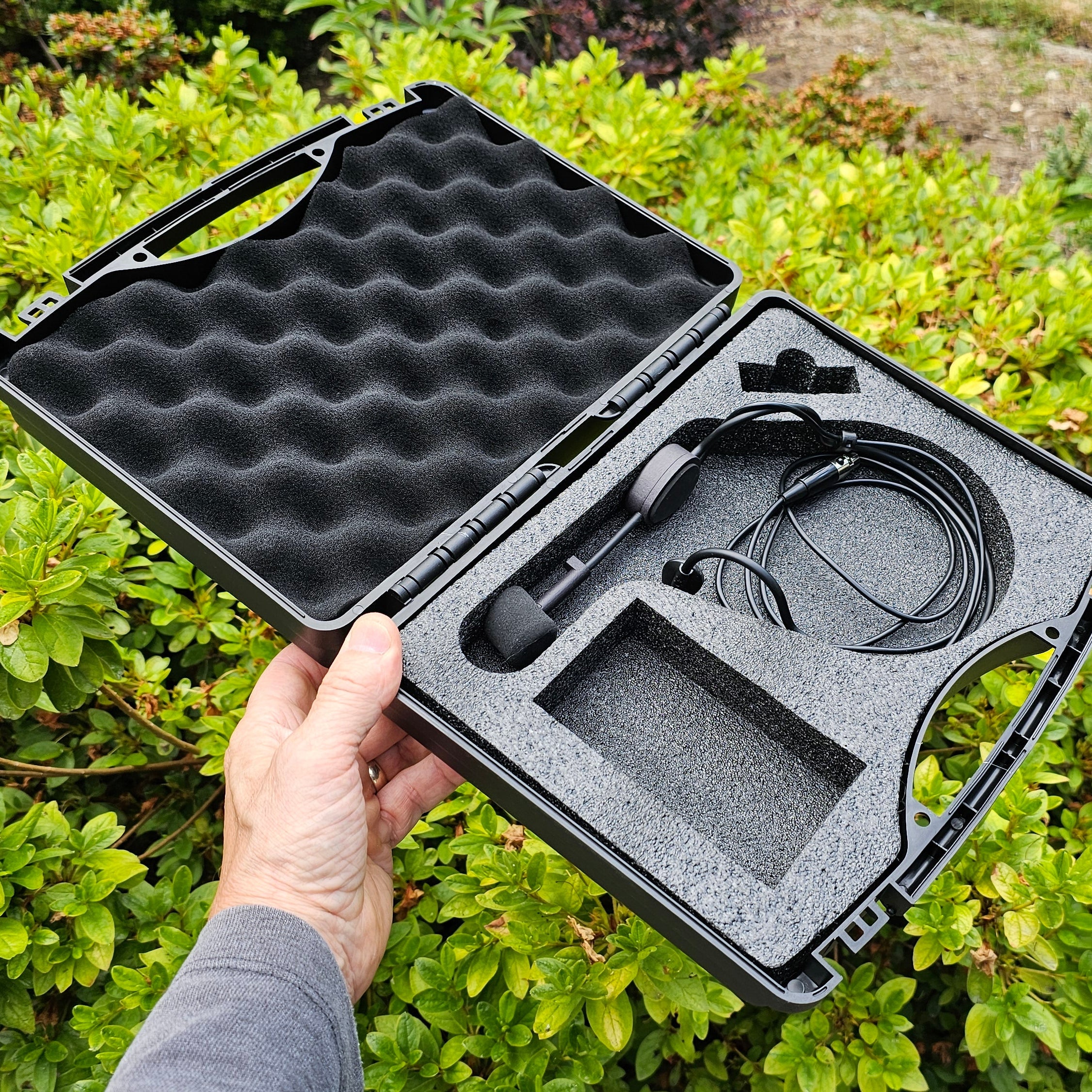 Black tool case with foam interior 