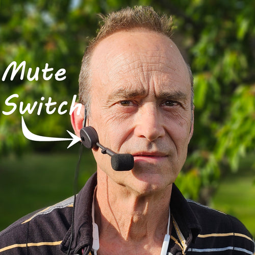 HilderAmp™ Headset Mic with mute- 3.5mm TRS Locking Connector  - Works With Sennheiser Wireless Systems